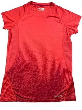 Marmot Medium Coral Red Short Sleeve Active Lightweight Running Cycling Tee